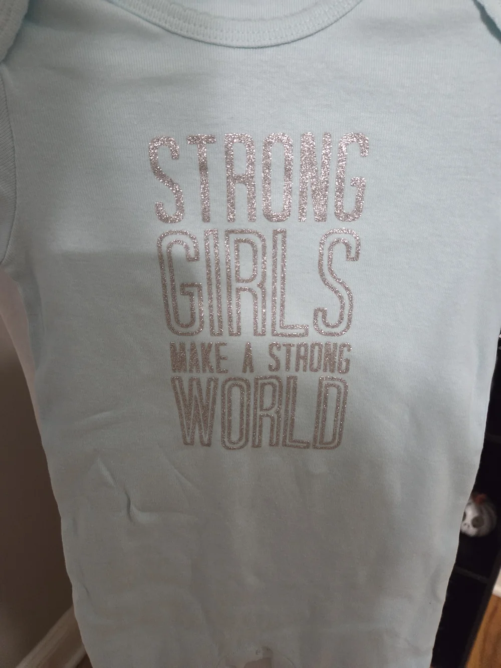 Carter's Light Blue Long-Sleeve Footie with Silver Glitter Text